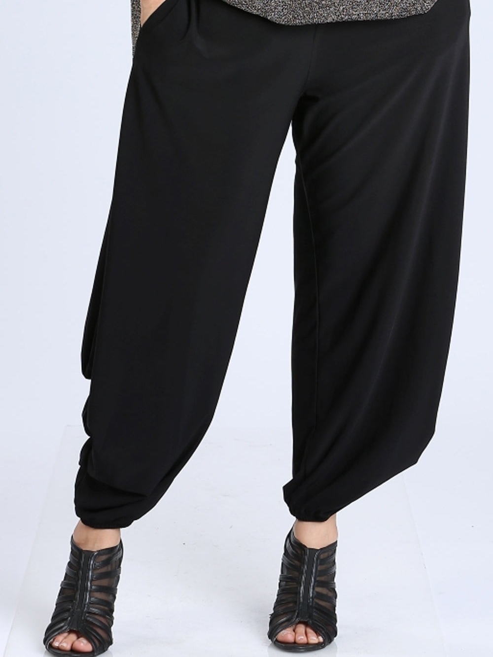 IC By Connie K Side Pleats Detailed Wide Leg Harem Pants Black Women's Size S